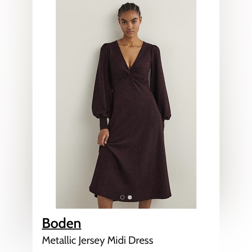 NWOT Boden Metallic MIDI Dress maroon size 8